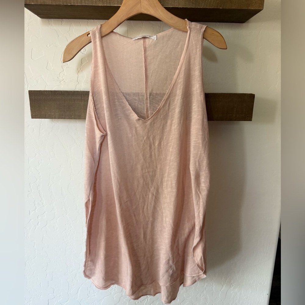 Project Social T|Tan Knit Sleeveless Tunic Top, intentional distressed detail••M